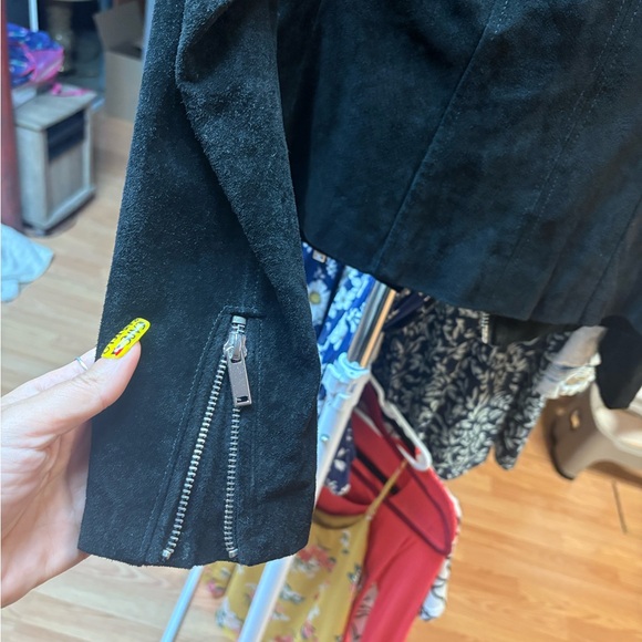 Bagatelle Women's Black Suede Leather Jacket with Silver Accents - Picture 4 of 8